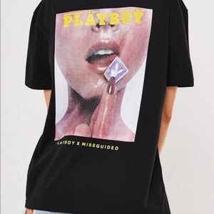 PlayboyxMisguided magazine print oversized tee